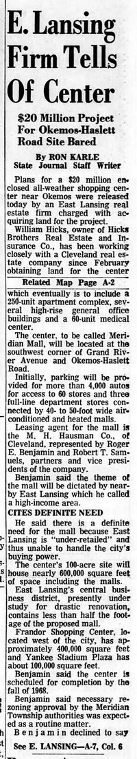 Meridian Mall - AUG 1966 ARTICLE ON CENTER